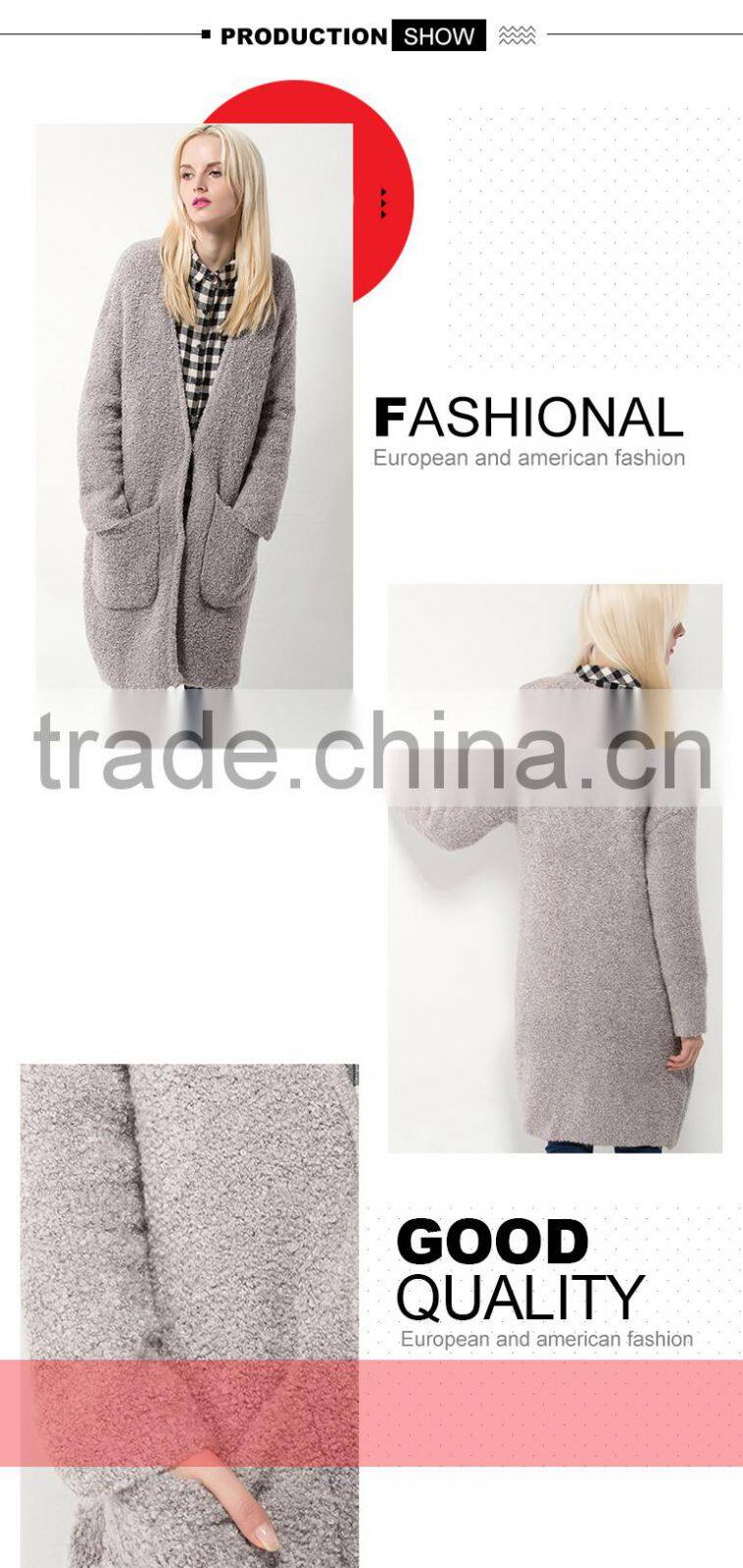 Newest ladies v neck long sweater cardigan with pockets