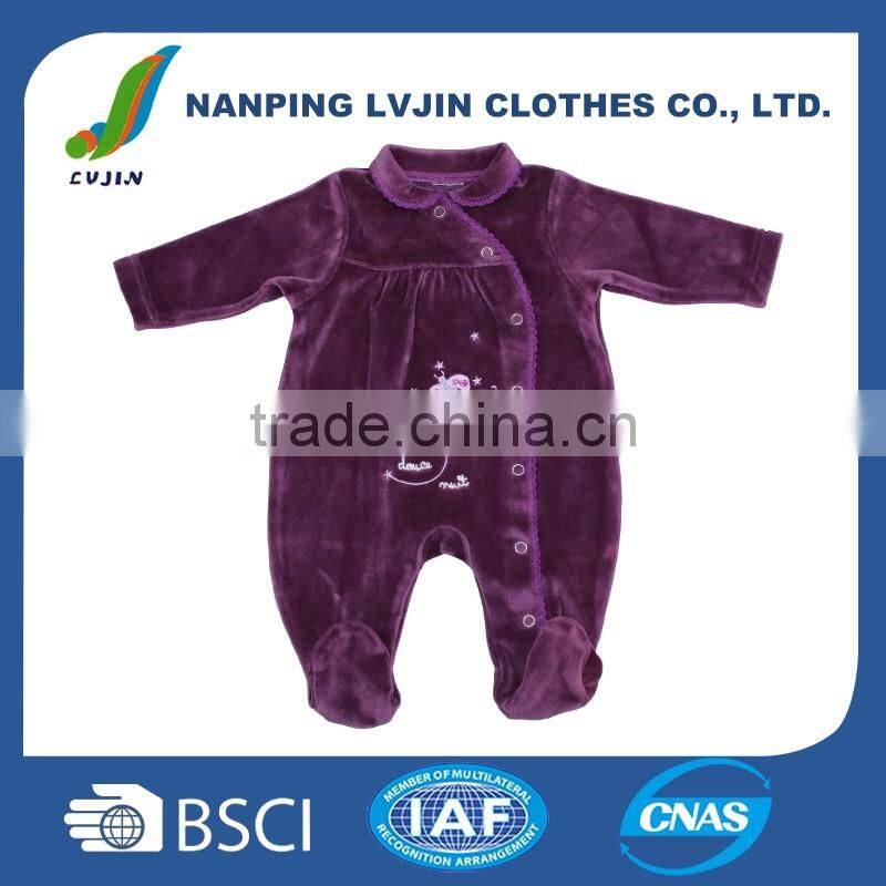 2016 new design baby romper from China 75% cotton&25% polyester velvet