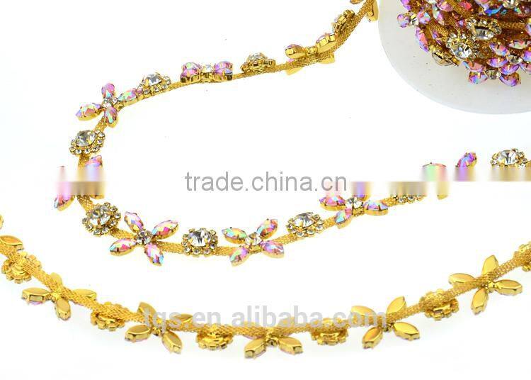 Rhinestone Brass Cup Chain