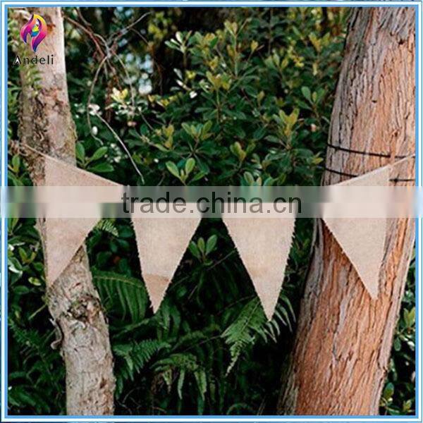 Plain Burlap Flag Banner Natural with Rope (12-pack)