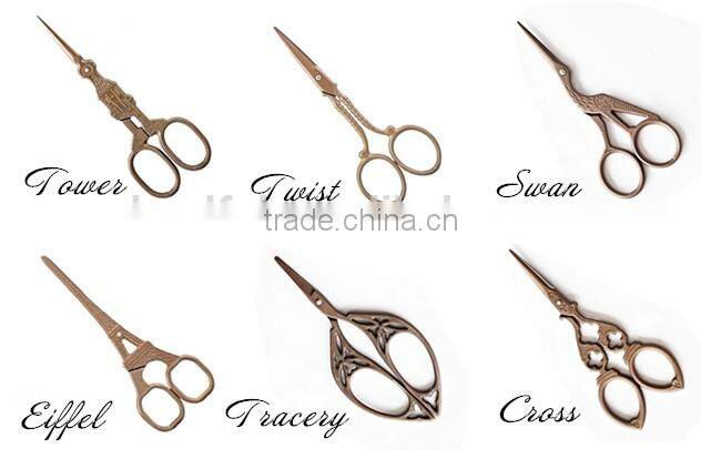 Vintage Special Engraved Lace Fabric Wool Bronze Scissors