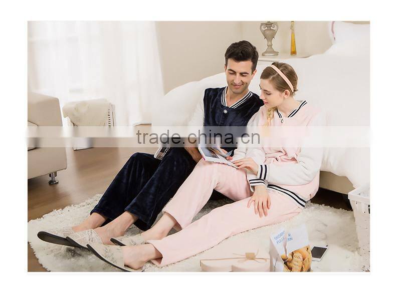 Hot Selling Qianxiu Fashion Flannel Baseball Neck Design Men Sleepwear