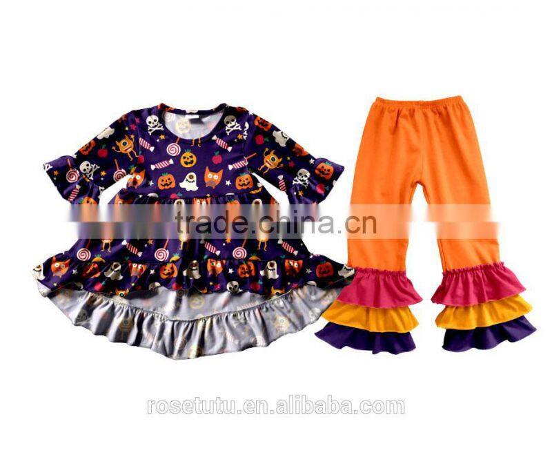 2017 children halloween clothes wholesale chevron fall 2pcs outfit baby winter clothing