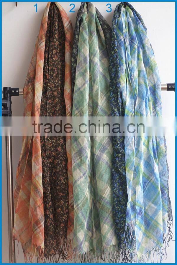 Wholesale new fashion floral and plaid printing scarf for dubai