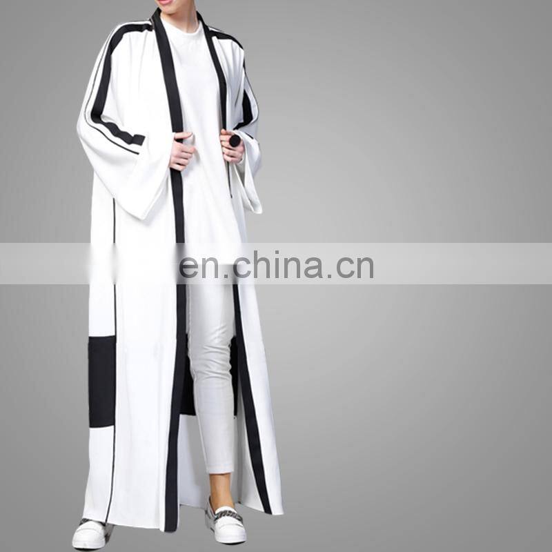 2017 New Design Women White Muslim Abaya Long Casual Ethnic Cardigans