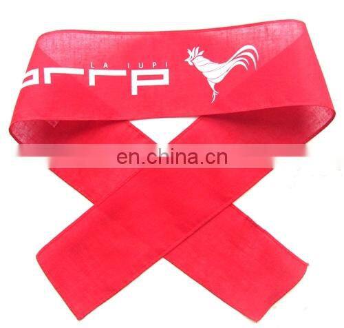 promotional sports band red ribbon with white printing cheering squad headband sports hairbow hair band advertising headwear