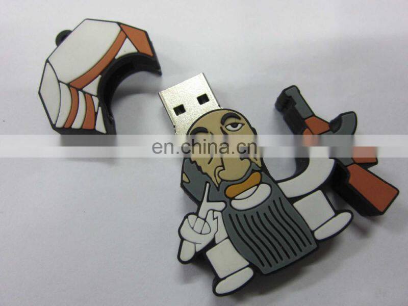 New design cheap cartoon character pvc 32gb flash usb with embossed logo
