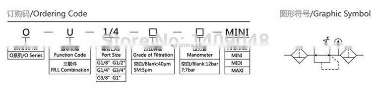 GOGO ATC Highquality Pneumatic air filter regulator and lubricator Manual drain 3/8 inch MINI type FRL air source treatment unit