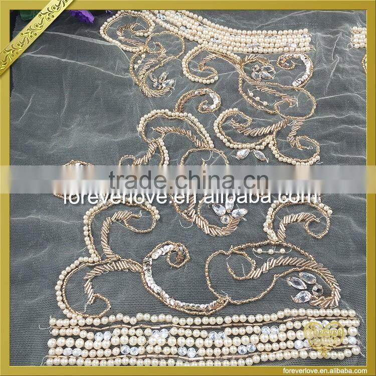 Wholesale handmade bridal rhinestone appliques custom embroidery patches for clothing FHA-053