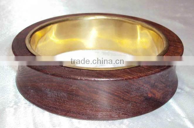 2015 Beautiful Wooden Bangle With Brass Spot And Wire Design 10608