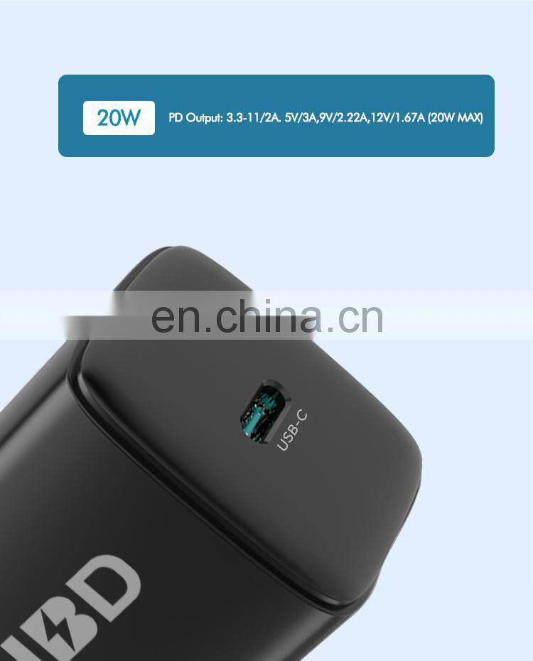 2021 Portable Mobile Phone Fast Charging Adapter Mini USB-C PD20W Charger For iPhone 12 PD 20W charger