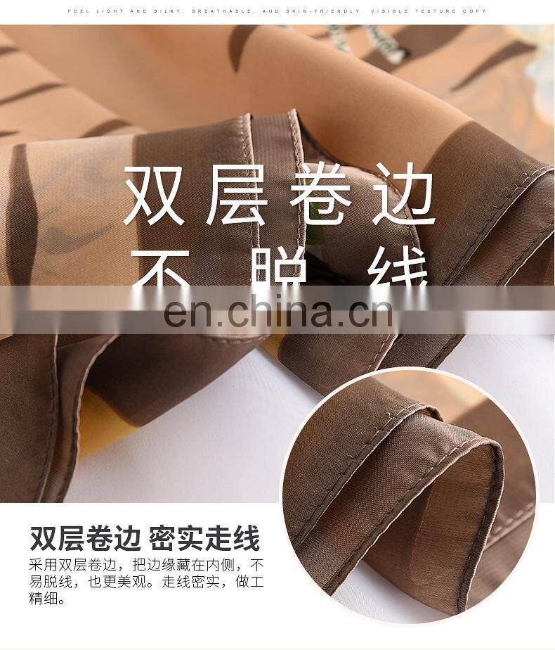 Wholesale spring and summer new artificial silk female scarf 90cm satin square silk scarf sunscreen beach towel