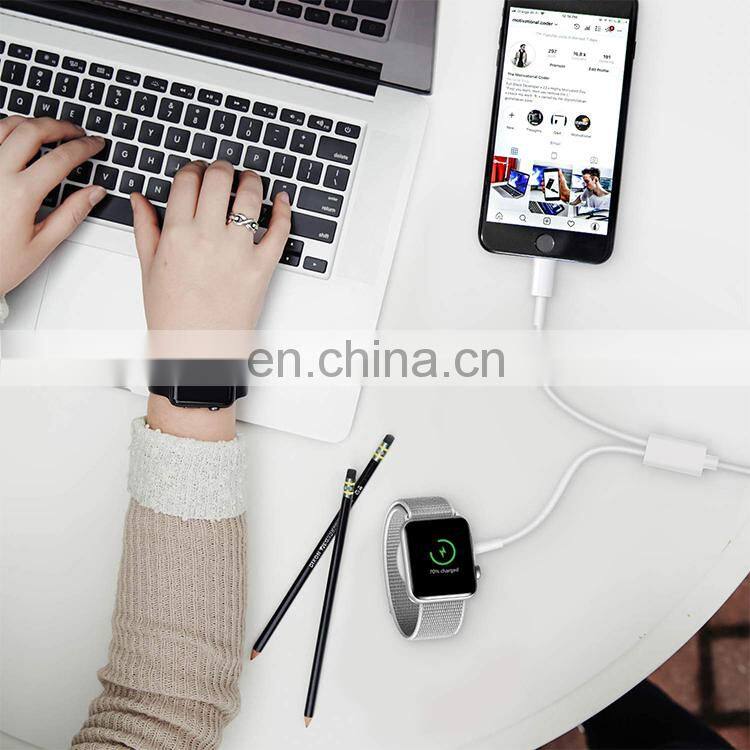 2 in 1 mobile phone 8 pin usb data fast charging cable Magnetic Wireless Charger pad for watch