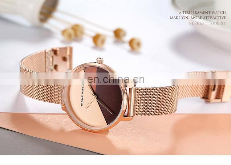HANNAH MARTIN HM-133 Accept Customise Watch Ladies Rose Gold Stainless Steel Analog Quartz Brand Watches