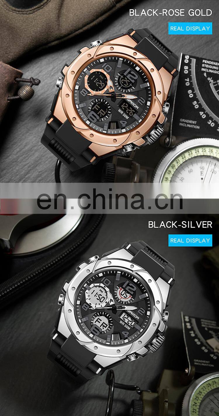 Sanda 6008 Relogio Masculino Sport Men's Watches Luminous Waterproof Analogue Digital Watches Men'S