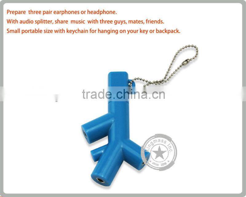 OEM branch shape headphone music 3 way splitter