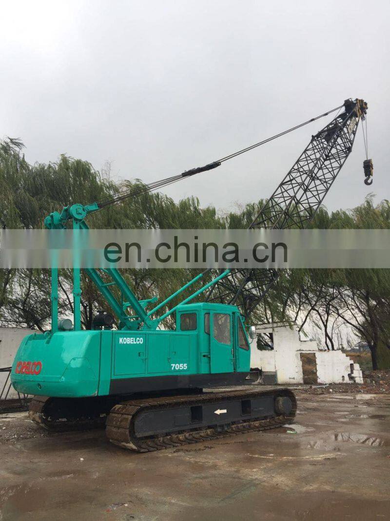 JAPAN ORIGINAL 55 TON USED KOBELCO CRAWLER CRANE 7055 FOR SALE IN CHINA