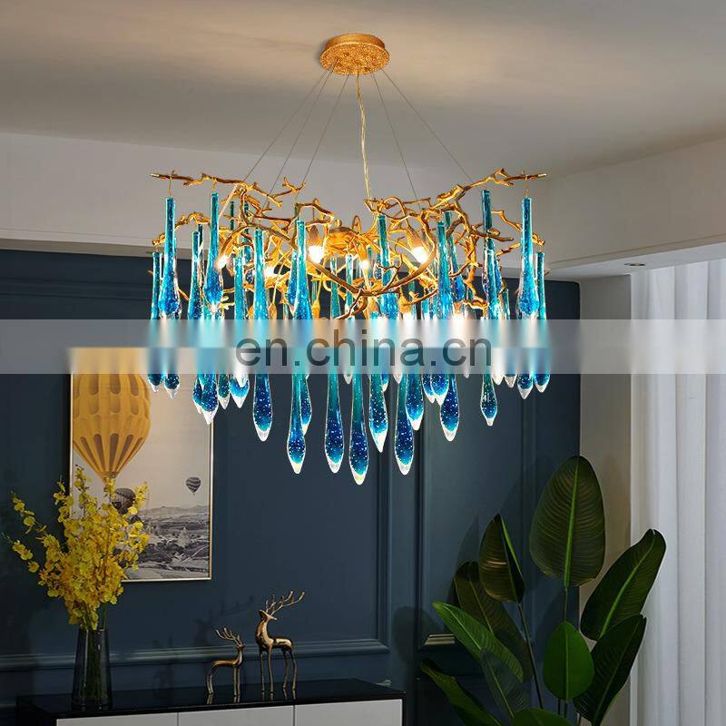 Modern Hanging Lighting Luxury Circle Rings Pendant Light Ceiling Gold LED Crystal chandelier luxury Copper Metal lighting