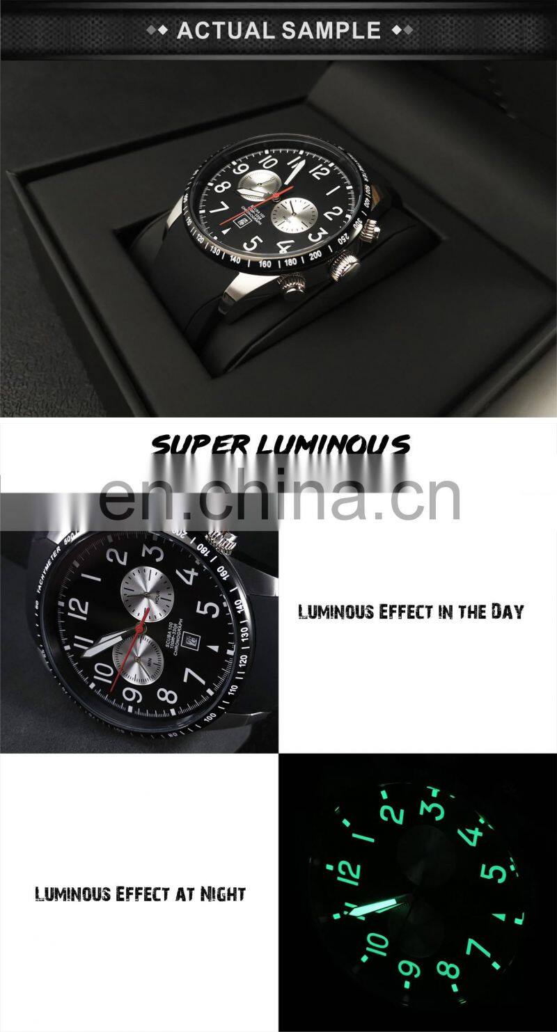 Wholesale Business Chronograph Man Watch Black Silicone Strap Waterproof Mens Sport Watches Japan Quartz Movement Watches