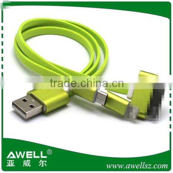 2016 new high quality fabric braided mobile phone usb charger 2 in 1 usb splitter cable