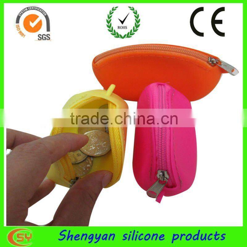 Hot sell pink silicone rubber change purse/silicone coin purse for chrismas gift
