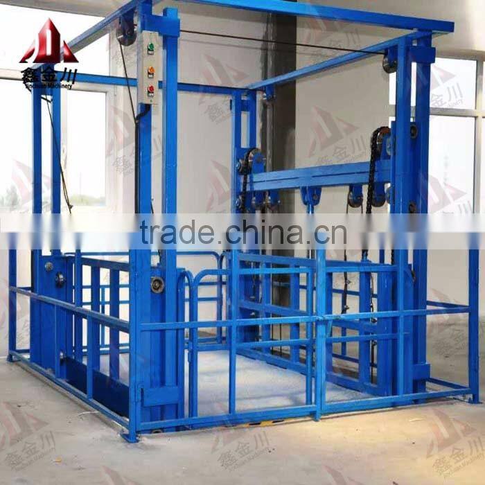 Vertical hydraulic guide rail freight elevator lift /vertical guide rail elevators hydraulic warehouse cargo lift
