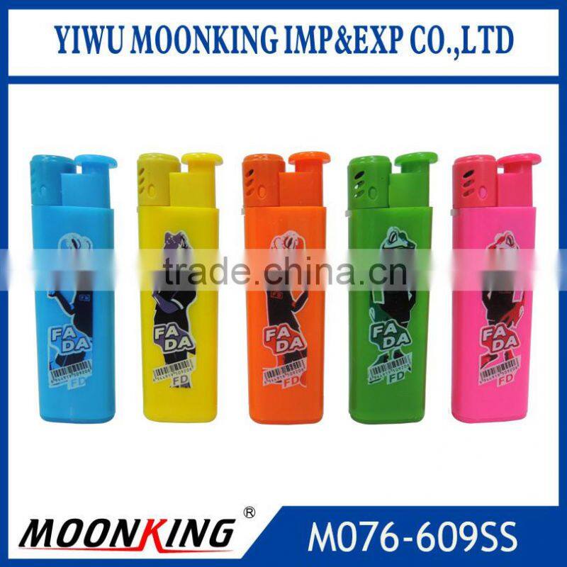 Five solid color jet flame plastic rechargeable electric cigarette butane gas customized logo lighter
