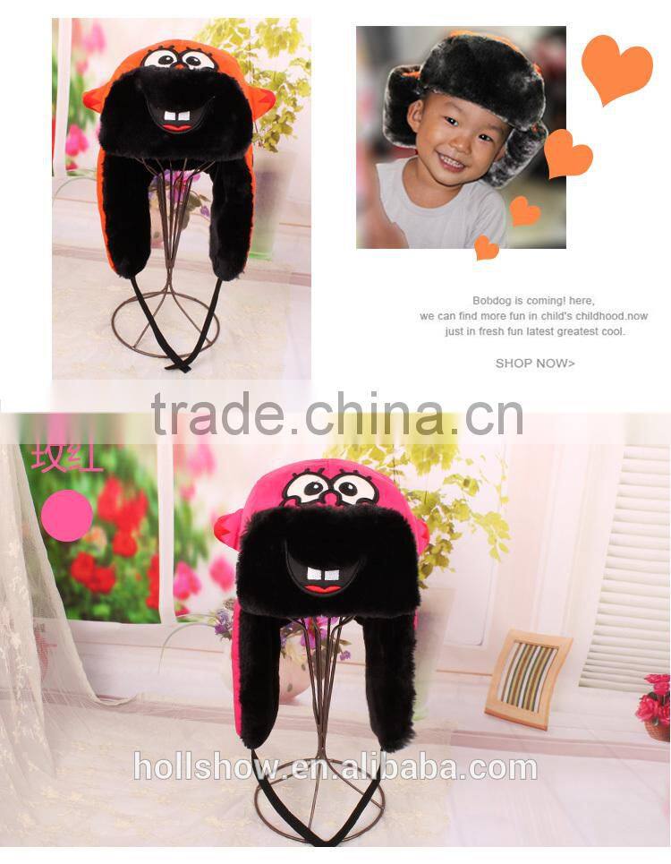 Autumn Winter New Fashion Cute Eyes Embroidery Children Kids Earflap Hat