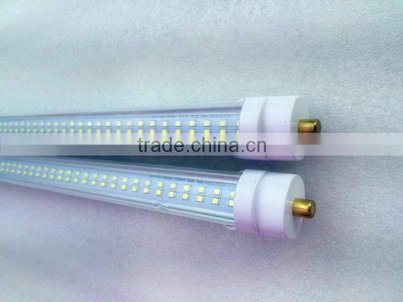 Shenzhen Victory Lighting 8 foot T8 44W 60W FA8 Single Pin led tube light 7000K clear/stripy/Milky cover