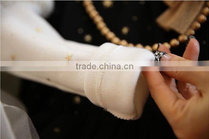 2015 new arrival kids black and white princess skirt for girls long sleeve princess dress