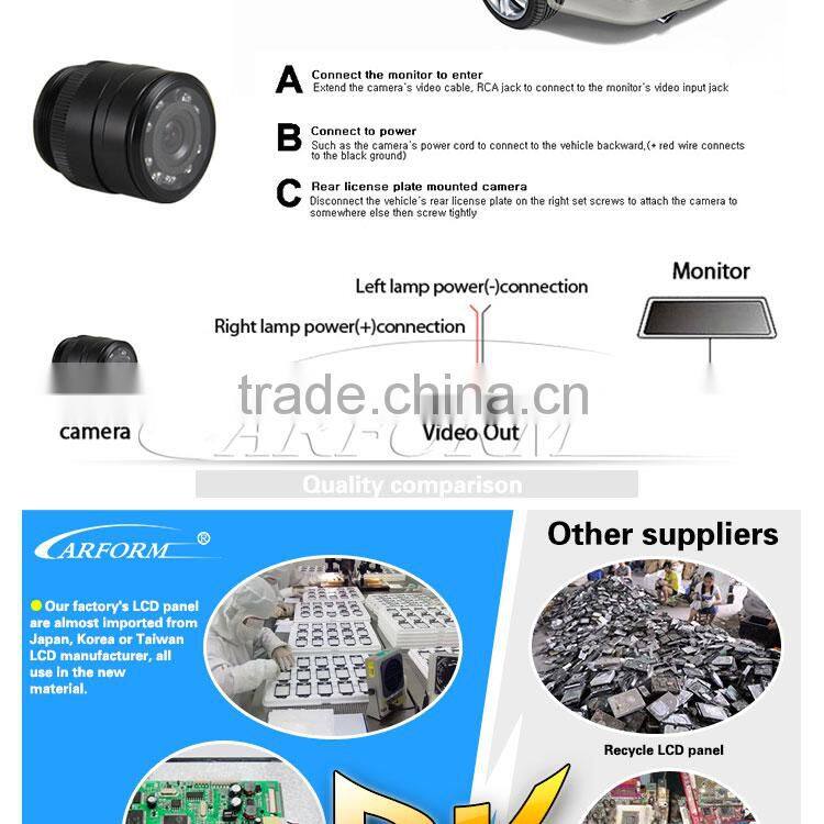 China factory wholesale bluetooth handsfree car kit with parking sensor backup rearview camera