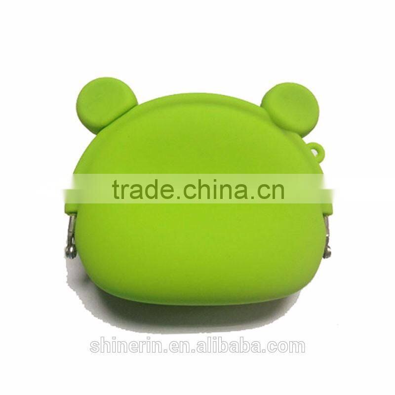 Cute bear shape metal clip girls wallet silicone coin purse for promotion