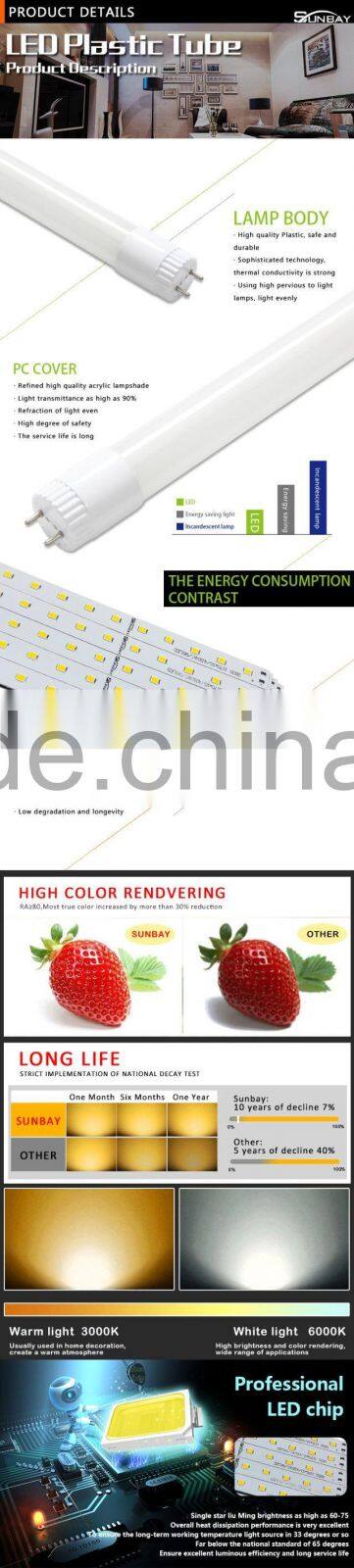 Plastic tube T8 24w insulation design 1500mm tube led t8 lighting plastic tube light