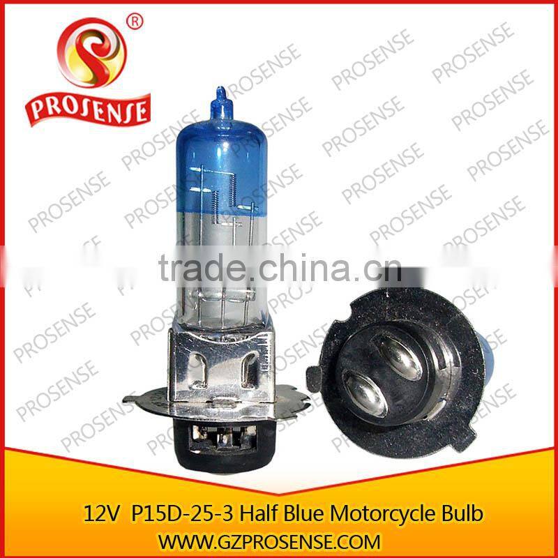 Good quality 12v 35/35w p15d-25-3 motorcycle headlight bulb (Half blue tube)