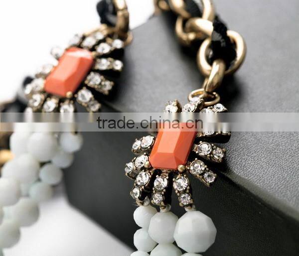 Triple strand white bead necklaces summer jewelry