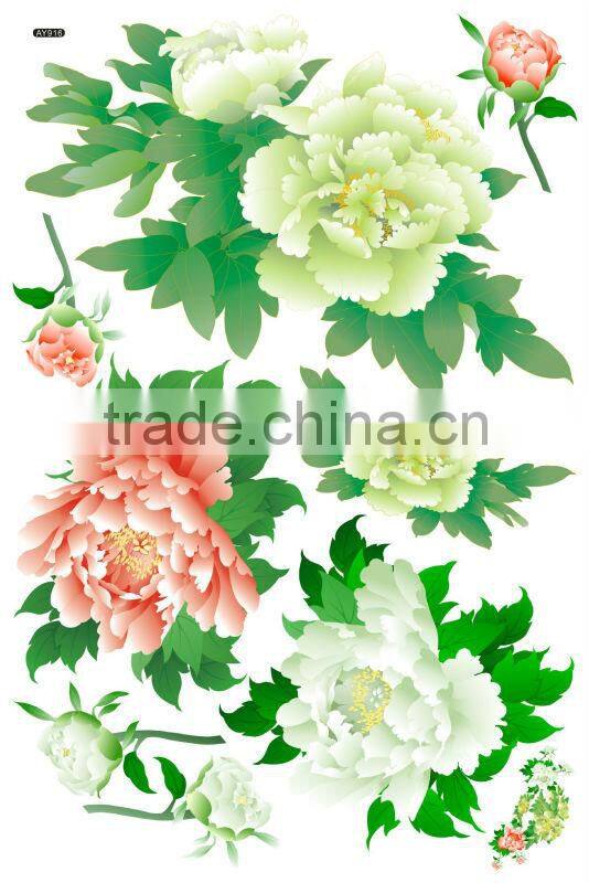 "The Peonies" PVC Wall Stickers, Removable Flower Wall Stickers 1/3
