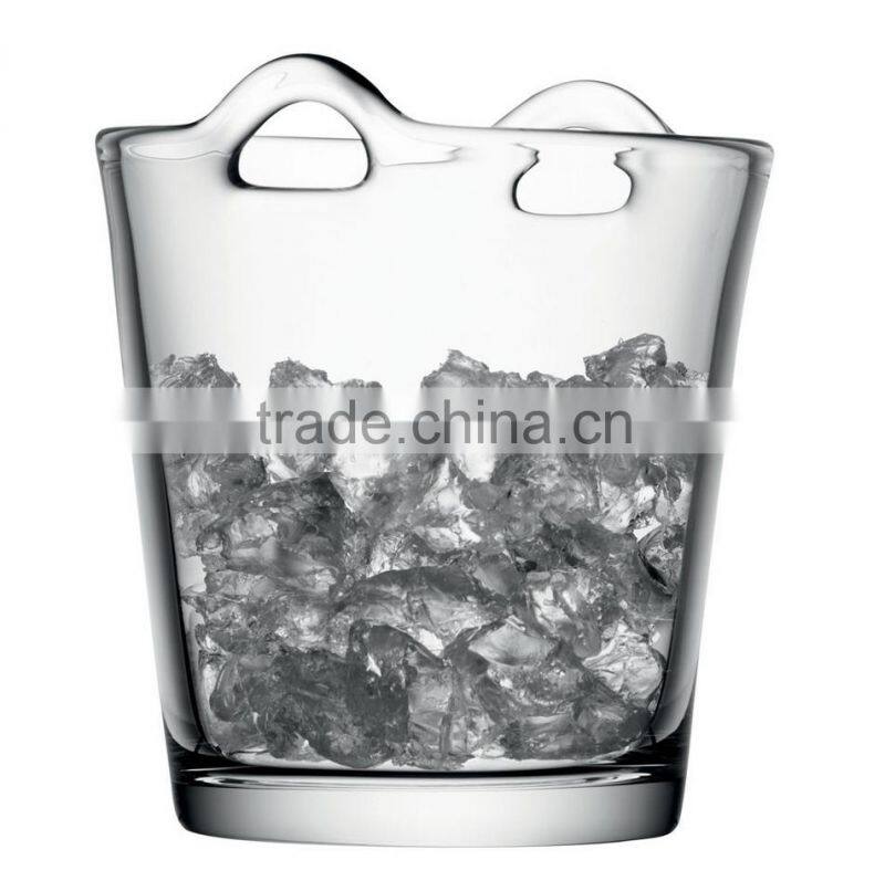 Handblown Clear transparent leadfree LSA Bar Glass Ice Bucket with handle in stocks hotel barware glass material