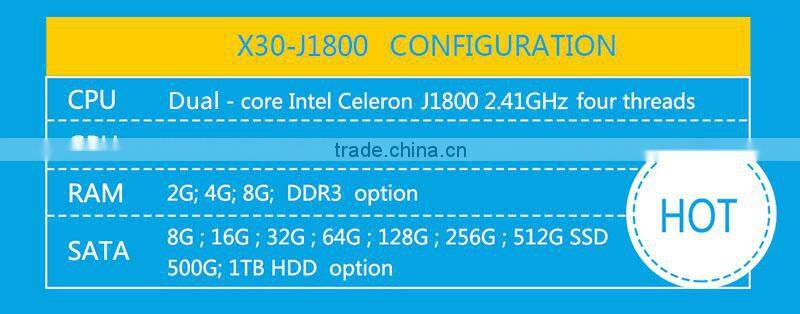New Fanless Mini PC Cerelon J1800 Dual Core 2.41GHz 2G RAM 16G SSD Support WIN 7 Linux OS