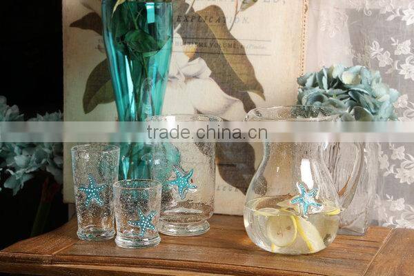 Classic beach beer ,juice glass pot,sea star Glass
