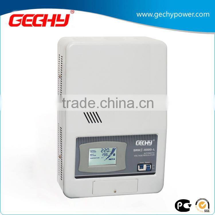 SRWII-6000-L single phase wall mounted LCD display relay control type full automatic AC voltage regulator/stabilizer/AVR