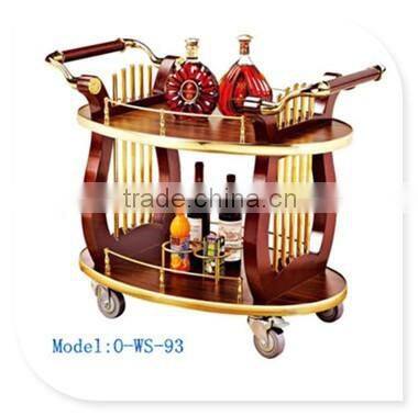 Luxury wood brown round service wine room wine service liquor trolley for hotel restaurant Superior hotel car