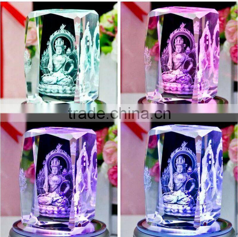 3D image crystal cube with led music base gift
