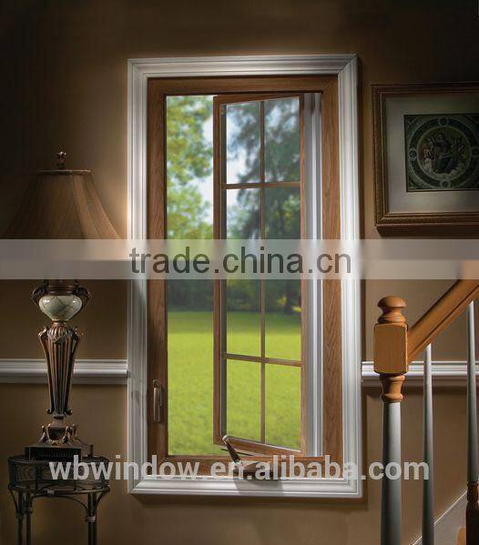 Latest house brown color uPVC crank open window grill design,uPVC crank window with chain winder,uPVC crank window for home