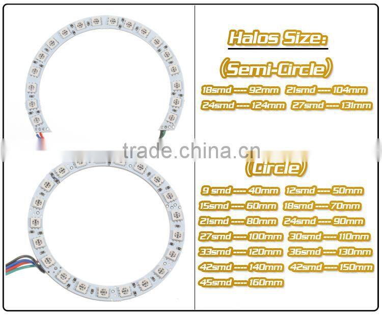 Car Angel Eye Headlight Halo Ring Light Color Changing Remote