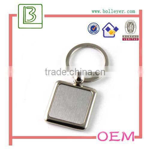 rectangle shape metal keychain with Epoxy domed custom logo