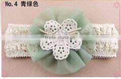 New pink lace flower hair band for girl lovely patterns headband