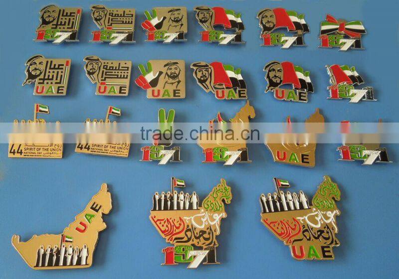 New products uae national day gift items number shape metal logo badge/emblem
