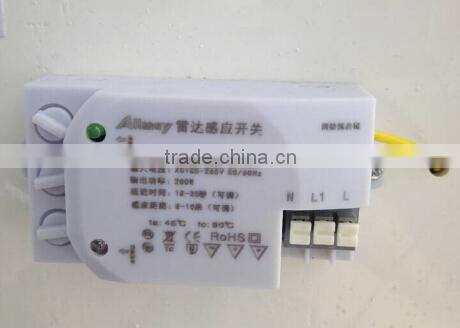 Adjustable microwave Motion sensor switch 200w adjustable sensor distance time lux dimmable 50/60Hz