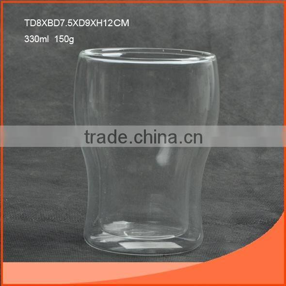 250ml double wall glass cup with high quality