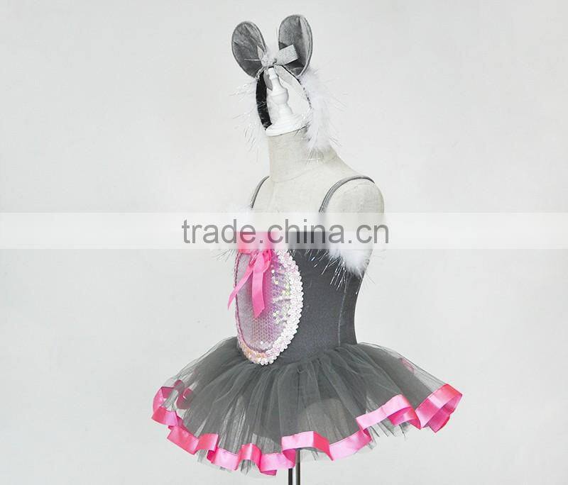Mice princess Leotard with skirt for stage,Childrens' ballet leotard with tutu for performance